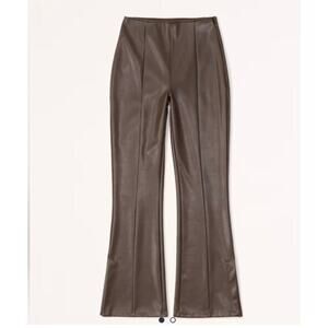 Abercrombie And Fitch Vegan Leather Pants Flare Slim Split Hem Dark Brown Size M